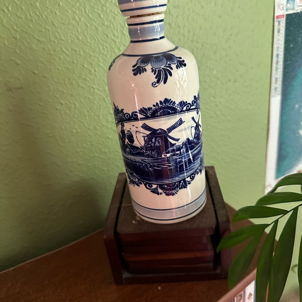 Blue and White Decorative Ceramic Bottle